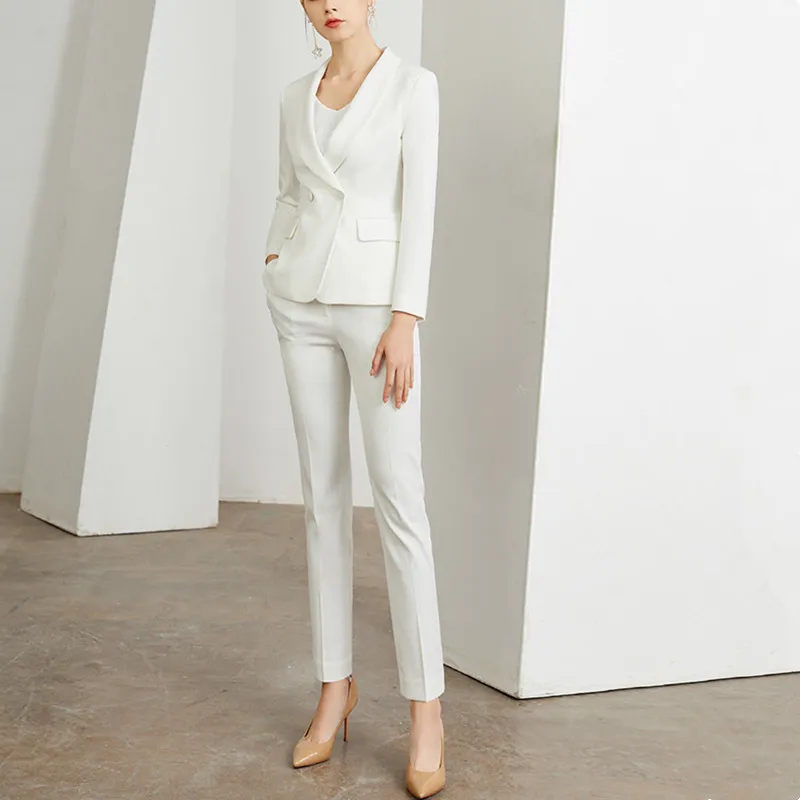 

Professional women's suit pants 2-piece autumn new arrival slim long sleeve ladies double breasted blazer jacket Casual trousers