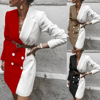 

New style spring autumn winter mid-length suit jacket v-neck slender tight-fitting button belt fashion sexy