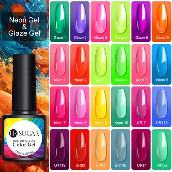 

UR SUGAR 7.5ml Neon Gel Varnish Hybrid Nail Gel Polish Set For Semi Permanent UV LED Top Coat Nail Art Polish