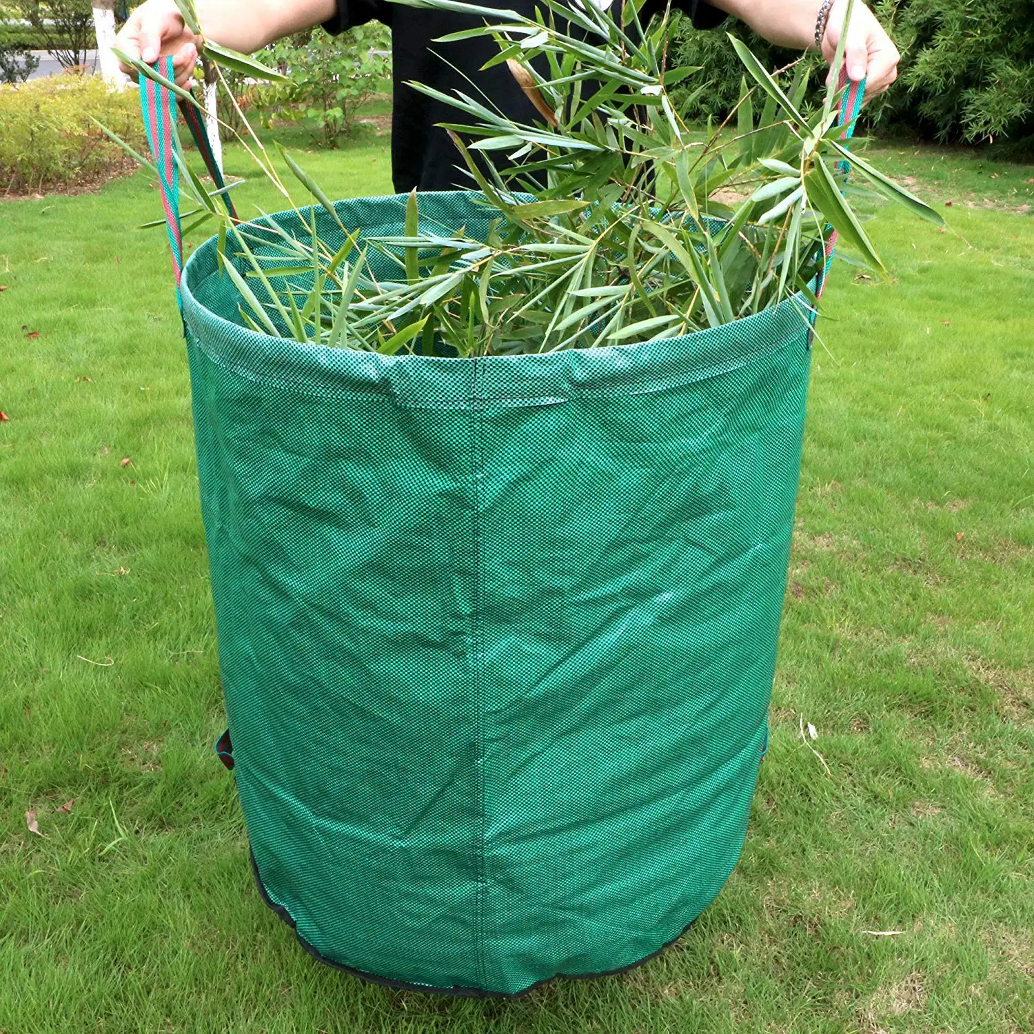3pcs Green Garden Trash Bags Durable Plant Leaves Bag Yard Leaf Grass Container Storage With Top House Garbage Bucket Bag