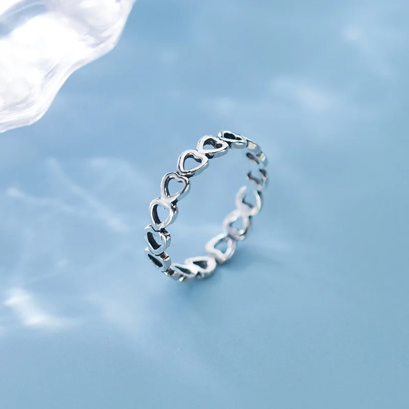 Простые милые кольца в виде мизинца для женщин, минималистичное винтажное 925 пробы Серебряное регулируемое штабелируемое кольцо для девушек