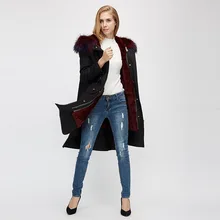 Yiwu New Fresh Fashionable Raccoon Fur Collar Rex Rabbit Fur Liner Parka Coat Warm Coat In Winter Woman's cap Coat