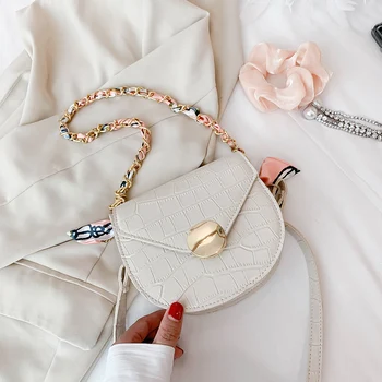 

Fashion Saddle Crossbody Bag Women Alligator PU Leather Mini Chain Shoulder Messenger Pouch Female Daily Travel Handbag 2020 New