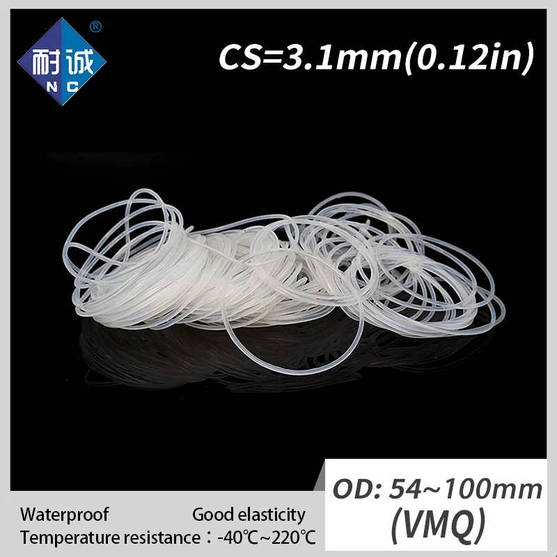 

1 шт./лот силиконовый каучук VMQ CS 3,1 мм OD54/55/60/65/70/75/80/85/90/95/100 мм уплотнительное кольцо Силиконовое уплотнительное кольцо из водонепроницаемого материала