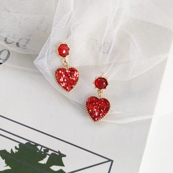 

Red tide joker love shape earrings made of metal fashion beautiful earrings adorn article