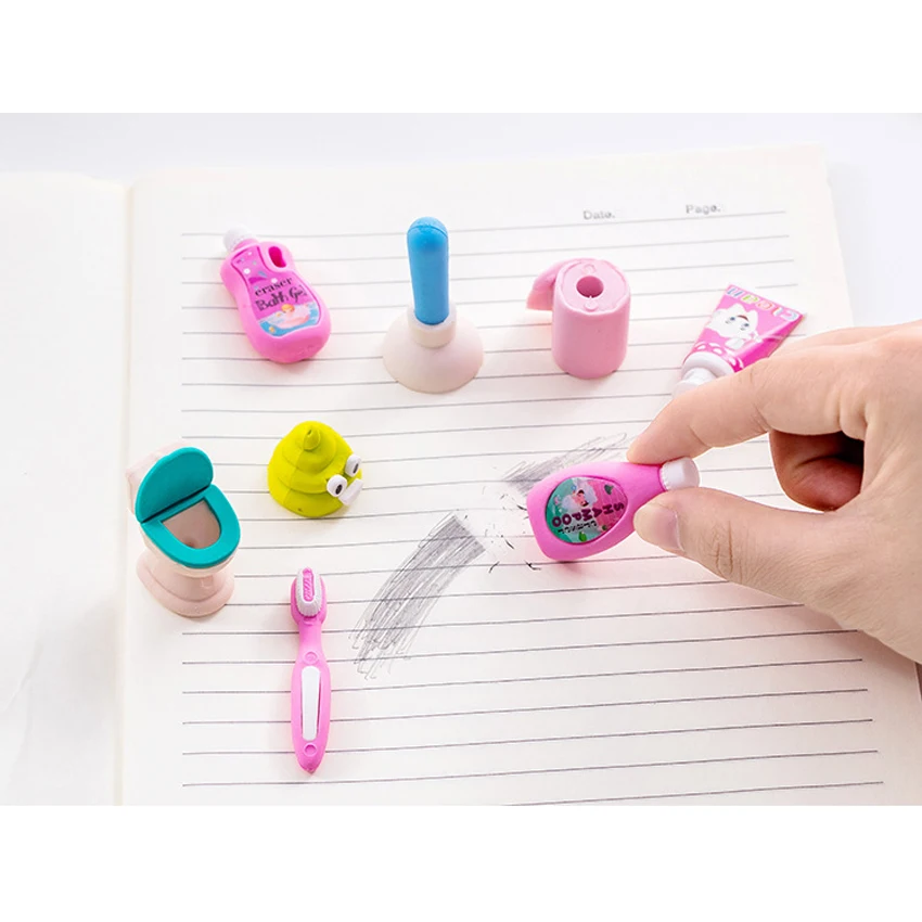 12 упаковок Kawaii чистящие принадлежности для ванной серии резиновый комплект студенческий ластик школьные принадлежности papelaria подарок для детей ластик