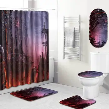 

Shower Curtain Bathroom PVC Mat Five-Piece Bathroom Toilet Carpet Shower Room Mat Mat Pattern