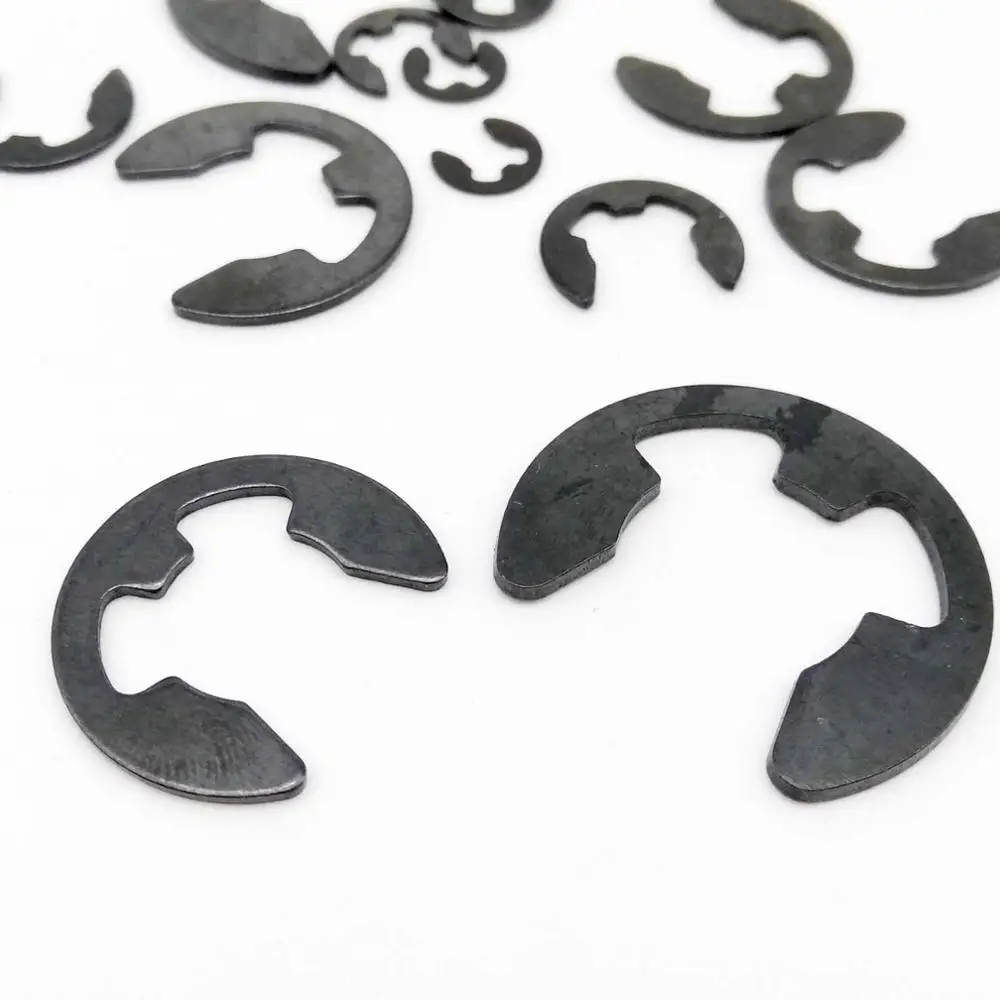 10/50/100 M1.2 M1.5 M2 M3 M3.5 M4 M5 M6 M7 M8 M9 M10 M12 M15 de acero negro E Clip anillo de seguridad anillo de retención lavadora para eje de fijación