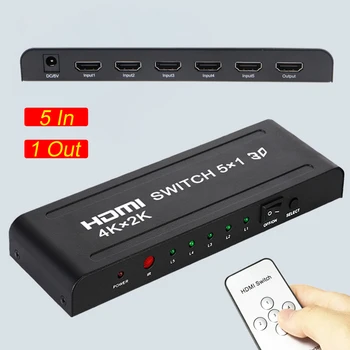 

4K 30Hz 5x1 HDMI Switch 5 Port HDMI Switch 5 In 1 Out HDMI 1.4 Switcher with Remote Support 4Kx2K 3D 1080P for Xbox PS4 PS3 TV