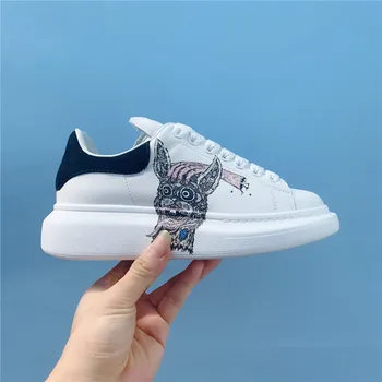 

Prova Perfetto 2020 New Hot Women Sneakers Shoes 3D Print Fashion Flat Casual Shoes Lace-up Genuine Leather Running Shoes Woman