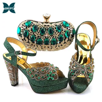 

2020 New Italy Design Women High Heels buckle strap For Party With nice Bag African Women Wedding Shoes and Bag Set Good Quality