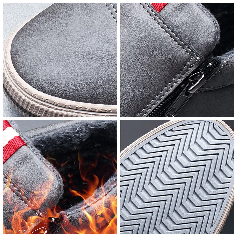 Men Casual Shoes Winter Warm Ankle Boots Fashion Man Snow Boots Outdoor Footwear Black Sneakers Men\'s Leather botas masculina