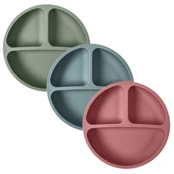 Plato dividido de silicona para bebé, vajilla para niño, plato para alimentación de bebé, utensilios para bebé