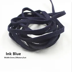Multi - Color Flat Faux Suede Cord for DIY Jewelry Making - 5mm x 5m Roll (5mm 5M Ink blue)