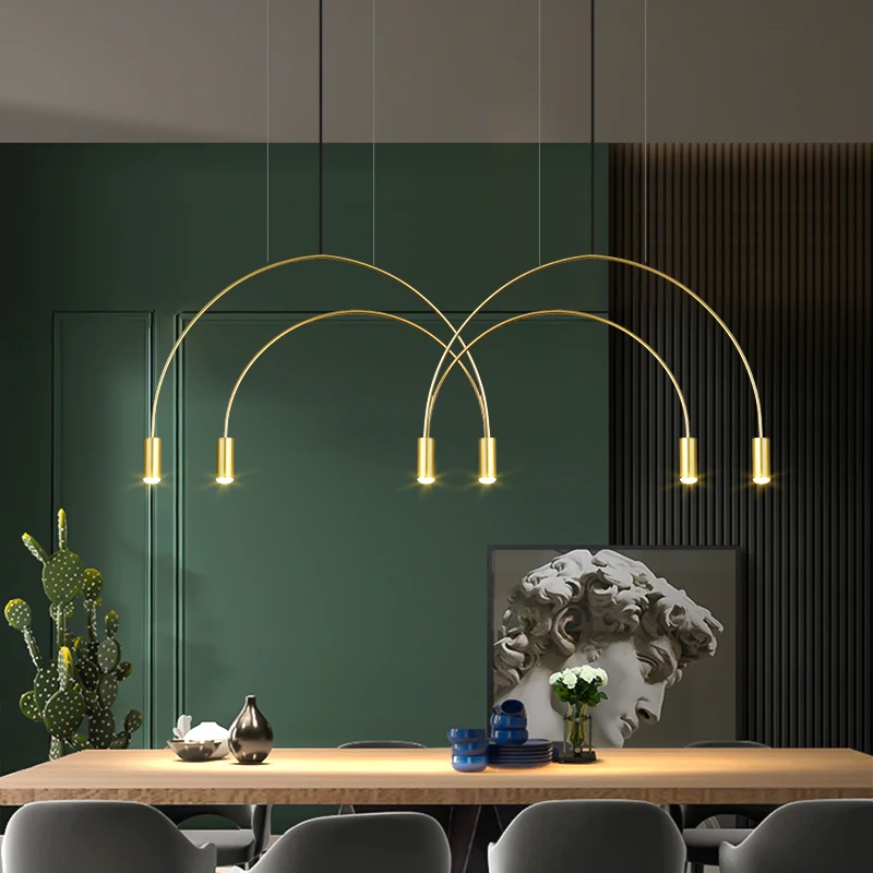 Nordic Post-modern Minimalist Line Chandelier Personality Creative Model Room Restaurant Dining Table Coffee Shop Bar Chandelier
