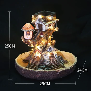 

Creative Pastorale Resin Plant Flower Bed Succulent Pot Planter Bonsai Box Garden Home Decor With Light