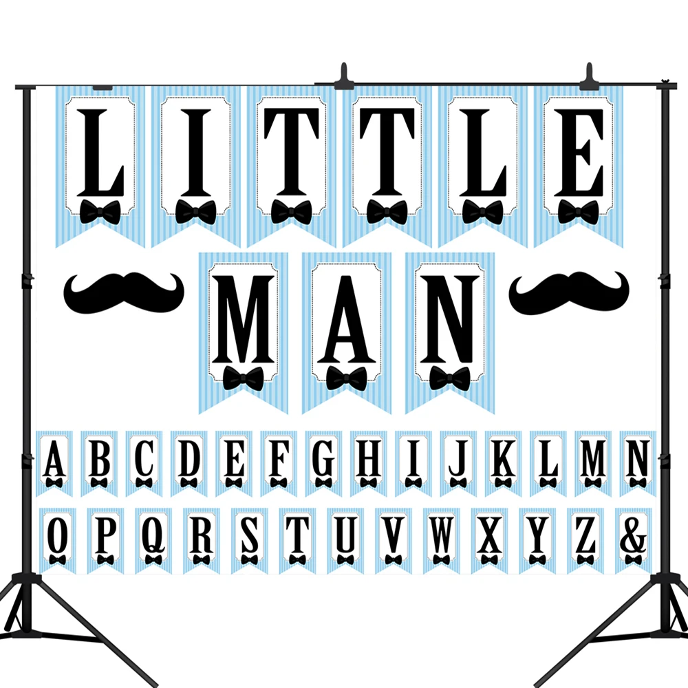 

Lyavshi Little Man Birthday Party Backdrop Gentleman Boy Baby Shower Birthday Background for Photography Photo Booth
