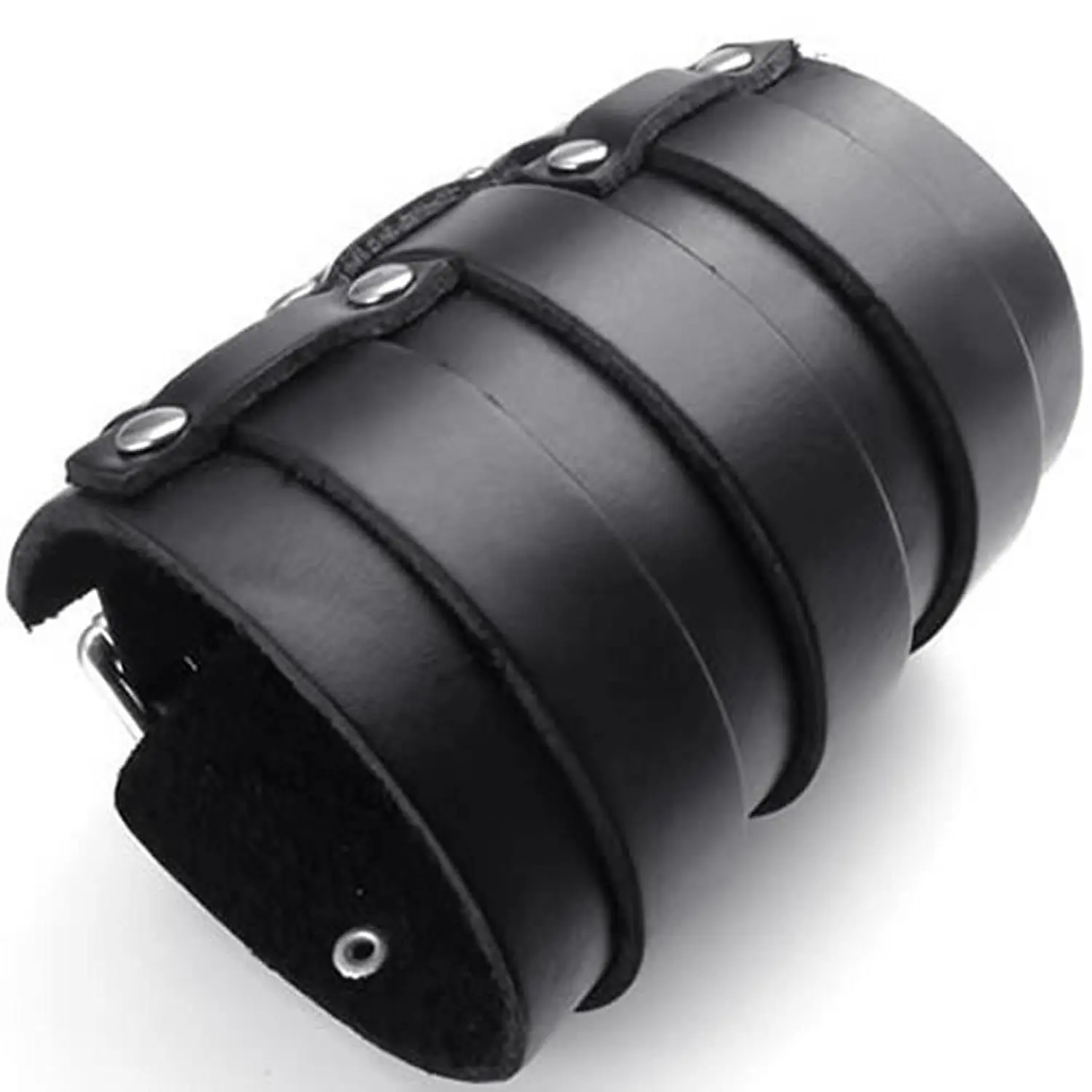 Jonline24h Wide Genuine Leather Men's Bangle Cuff Bracelet Punk Rock Fits 7.5" to 9" Black