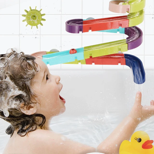 Baby Bath Toys Wall Suction Cup Marble Race Run Track Stick To Wall Bathroom Bathtub Kids Play Water Games Toy Set for Children 4