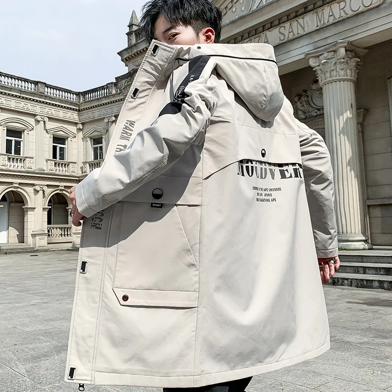 

Hot Selling Men's Fashion Mid-length Hooded Jacket