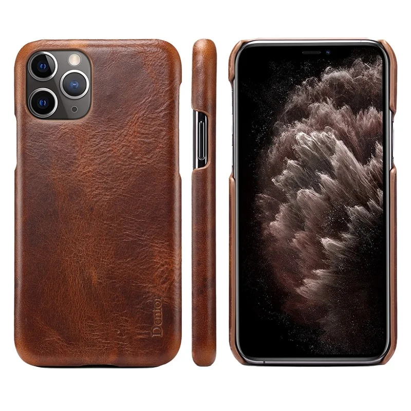 Retro Vintage Real Genuine Leather Thin Case For iPhone 11 Pro Max 11Pro ProMax Phone Cases Luxury Slim Hard Back Cover