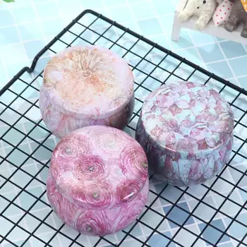 

4pcs Rose Tea Pot Tin Box Drum-shaped Candy Cookie Jewelry Coin Cans Storage