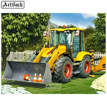 

5d diy diamond painting excavator picture diamond mosaic full square & round engineering car landscape 3d diamond embroidery