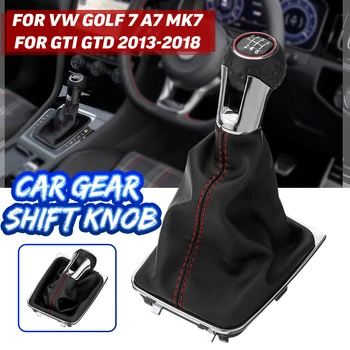

5/6 Speed Car Gear Shift Knob Leather Gaiter Boot Cover Lever Shifter Collar For VW Golf 7 A7 MK7 For GTI GTD 2013-2018