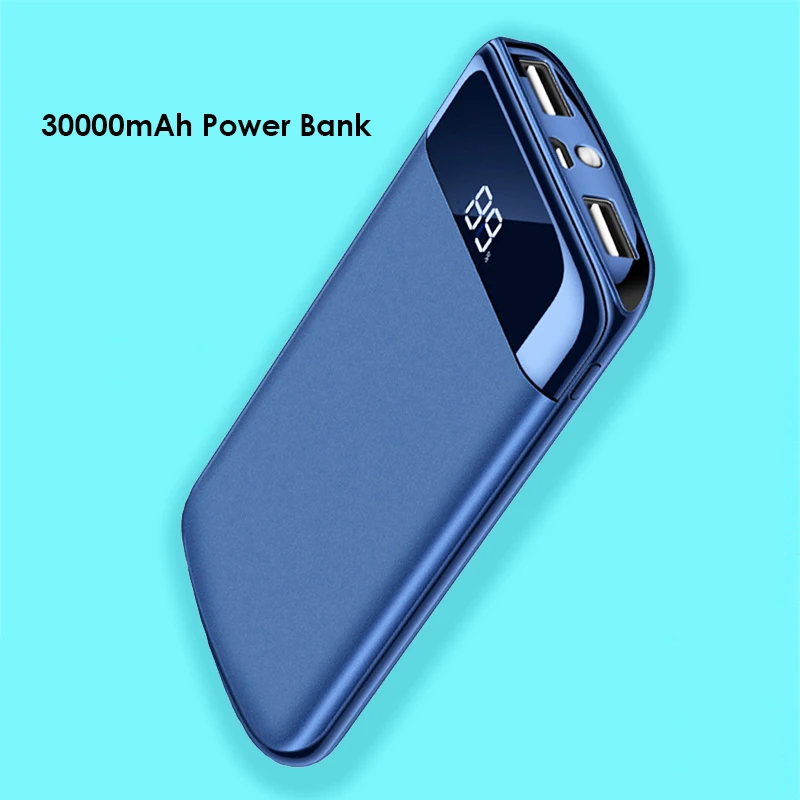30000 мАч Внешний аккумулятор внешний 2 USB светодиодный портативное зарядное