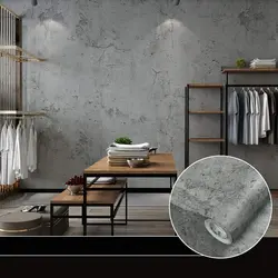 Self Adhesive PVC Wallpaper Concrete Pattern Waterproof Retro Style  Concrete Look  Apartment Renovation Wall Cling Film