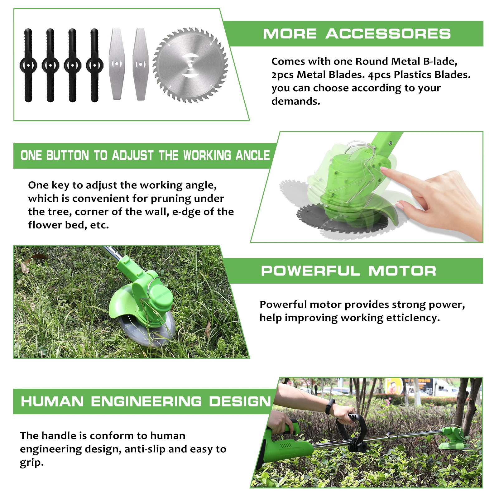21V Cordless Electric Lawn Mower 25000RPM Grass Trimmer Auto Release Home Rechargeable Gardening Lawn Trimming Machine Cutter 5