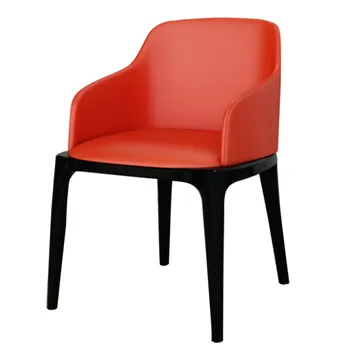 

Light luxury dining chair simple modern net red back leather chair Nordic Italian hotel solid wood restaurant tables and chairs