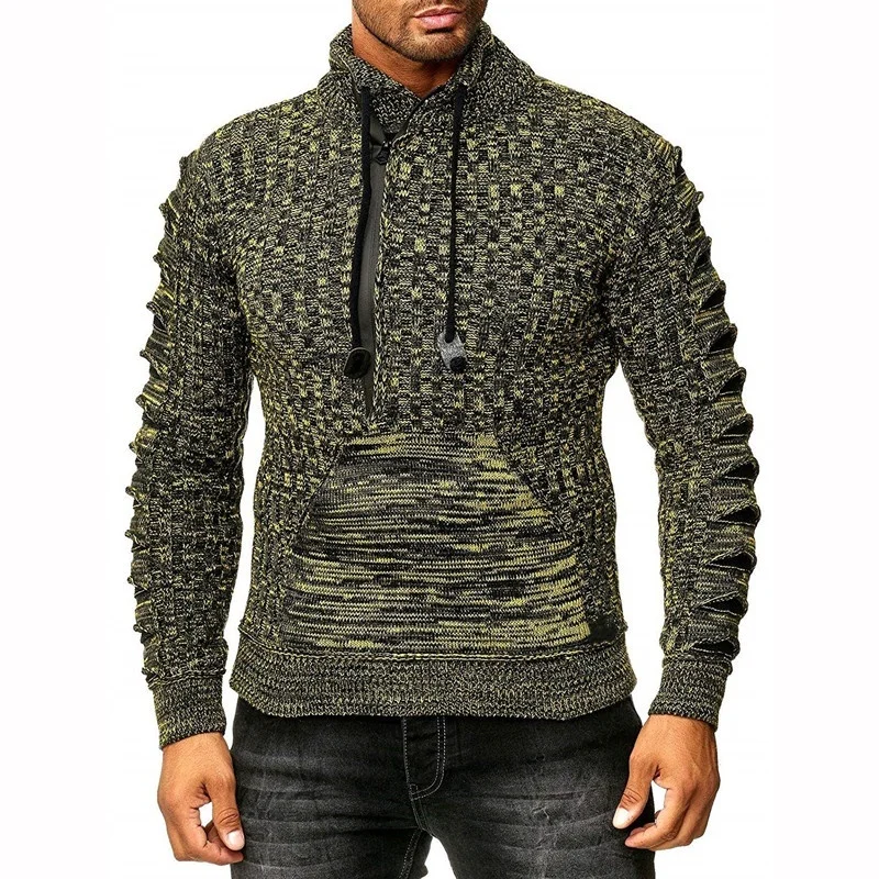 ZOGAA 2019 Mens Zip Wool Sweater Pullovers Long Sleeve Half-Zipper Sweater Jumper Knitwear Winter Cashmere Outerwears For Men