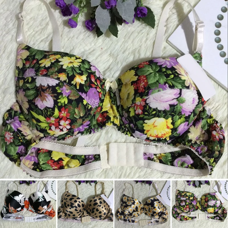 Женский бюстгальтер стальной поддержки мягкие цветочные Bralettes Спагетти ремень Мода Урожай Плюс Размер плотная повязка