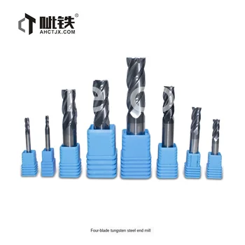 

Straight shank end mill three-blade end mill tungsten steel four-blade three-tooth milling cutter four-tooth milling cutter
