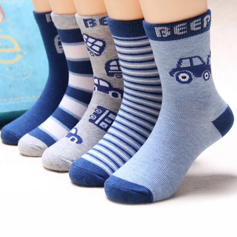 5 Pair Children Car Pattern Crew Socks Casual Cotton Soft Warm Breathable Socks High Quality