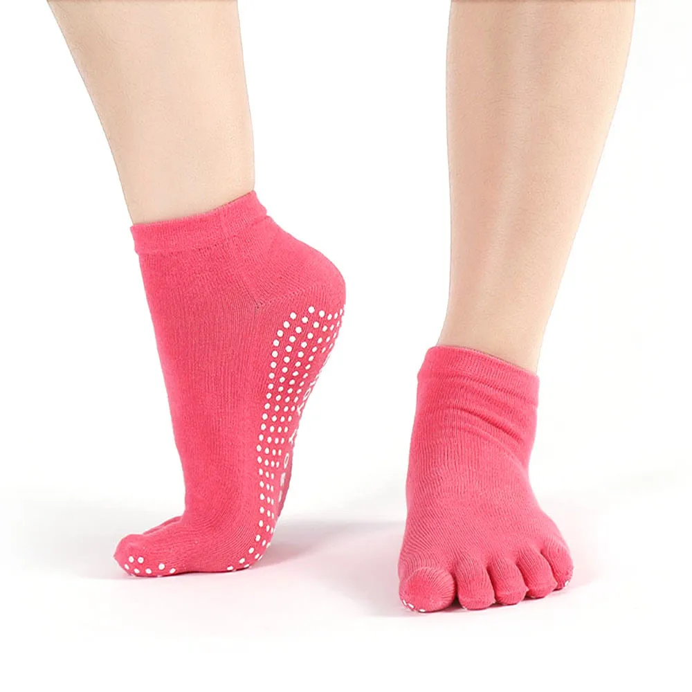Новые женские хлопковые цветные Нескользящие массирующие носки для занятий йогой
