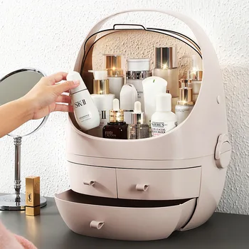 

Home Desktop Makeup Storage Box Brush Holder Jewelry Organizer Case portable Plastic Drawer Cosmetic Organizer Dust Proof Rack