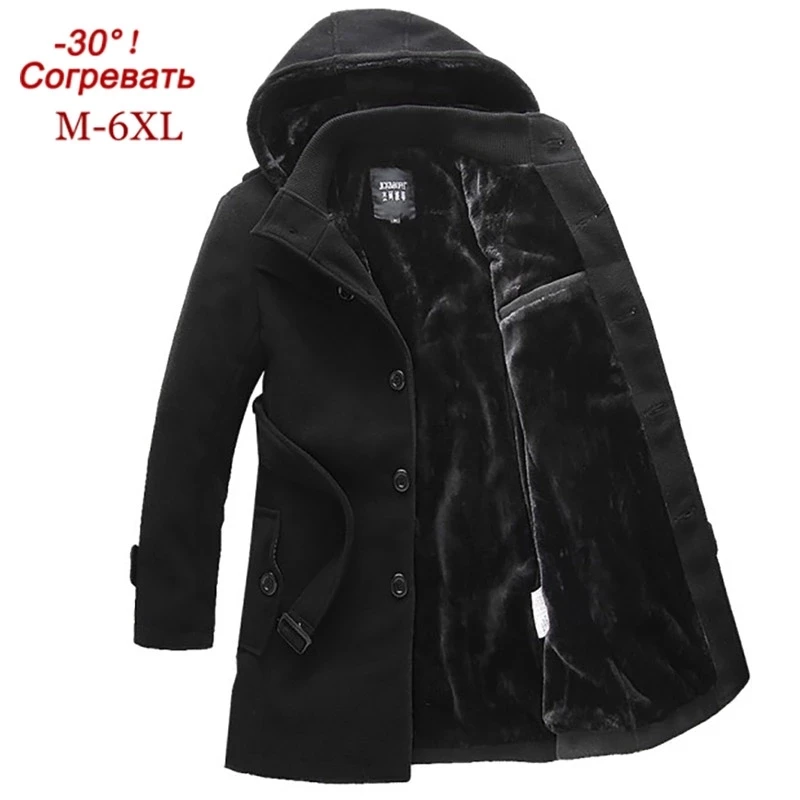 2019Woolen Coatl Mens Winter Thick Jacket Thick Casual Outwear Jackets Velvet Warm Coat High Quality Hooded Plus Size 6XL 2019Woolen Coatl Mens Winter Thick Jacket Thick Casual Outwear Jackets Velvet Warm Coat High Quality Hooded Plus Size 6XL