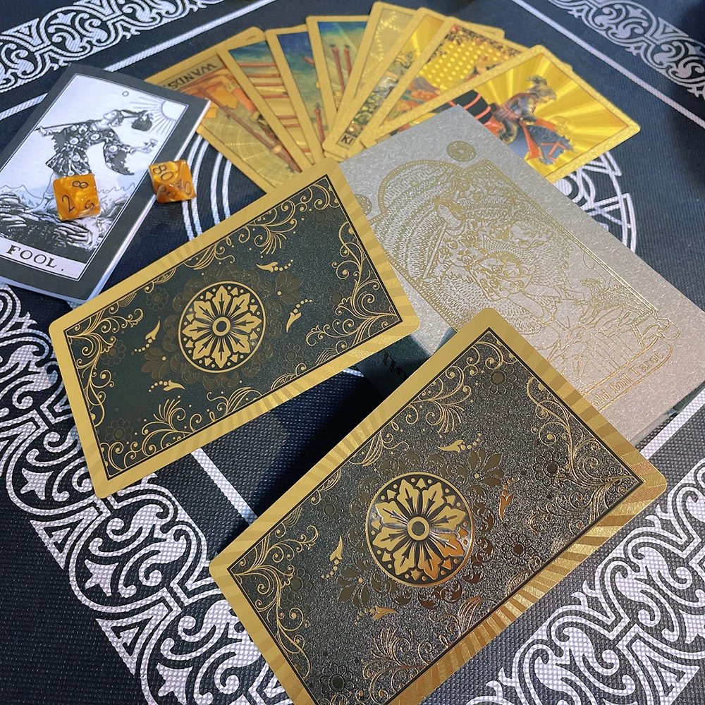 Set Tarot Cards Gift Box Luxury Gold Foil Tarot Card Hot Stamping PVC Waterproof Wear-resistant Board Game Solitaire Divination