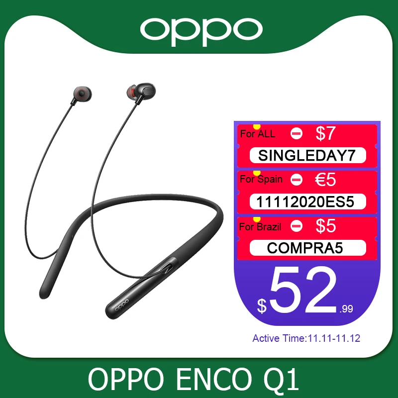 OPPO Enco Q1 Беспроводные Bluetooth 5 0 шейные подвесные наушники легкая спортивная