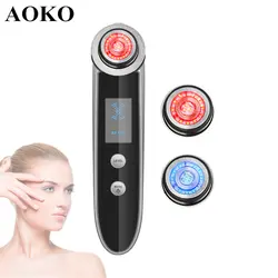 AOKO EMS радиочастотная машина для красоты, охлаждающая подтяжка лица, подтяжка кожи, удаление морщин, светодиодный фотонный массажер для лица