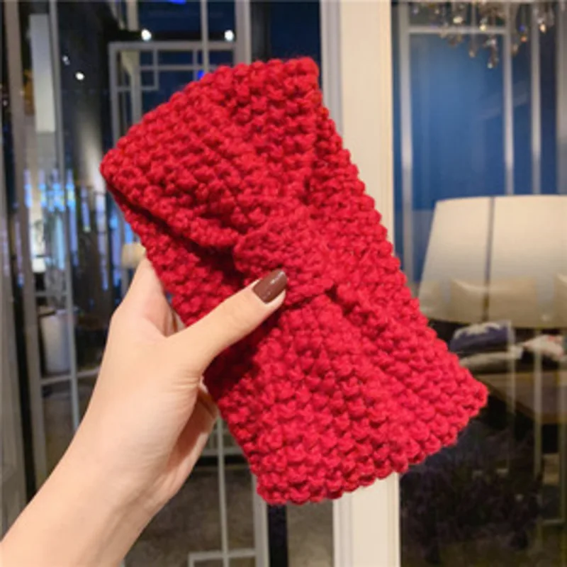 

Ins knitted hair band net red lovely Korean version super cute autumn and winter go out wide edge fashion wool band women's