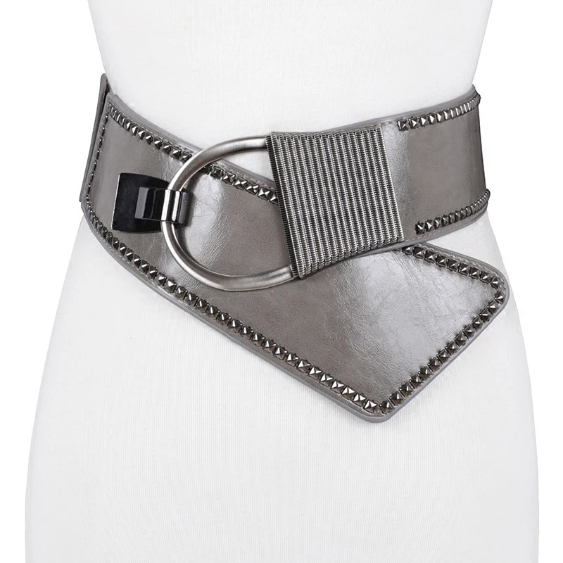

Free shipping new fashion punk elastic waist belt width women crocodile pattern leather wide strap buckle SW264