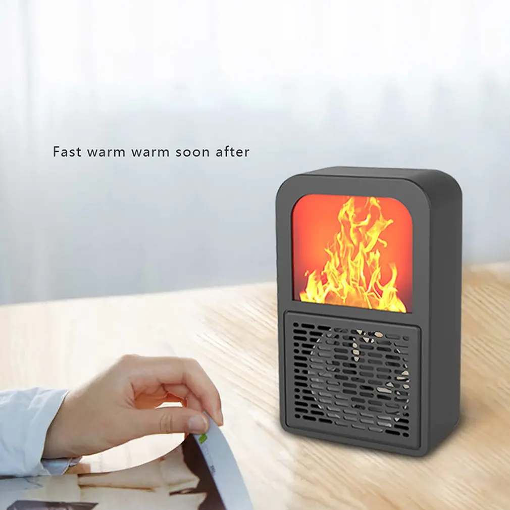 Creative Portable Fan Office Bedroom Electronic Fireplace Heater 3D Flame Heater Home Desktop Heater