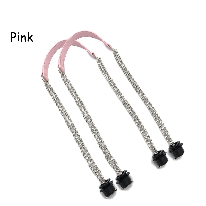 1 Pair Superfiber Leather Flat Handles  Handle Double Metal Chain for O Bag for EVA Obag Women Bag accessories 