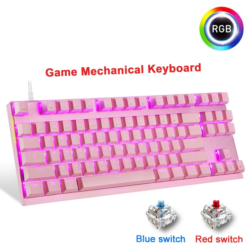 English/Russian Motospeed K82 RGB Gaming Mechanical Keyboard Blue/Red Switch LED Backlight USB Wired Ergonomics Laser Keyboard