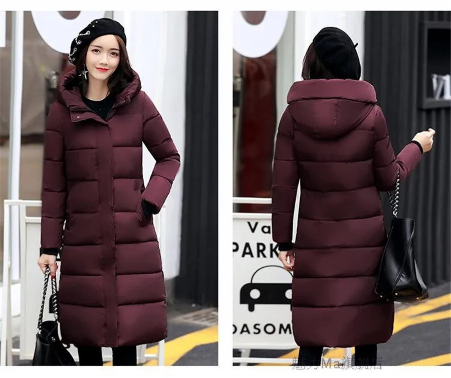 Высококачественная зимняя куртка женская с капюшоном теплая утепленная женская куртка длинная парка 17 цветов зимняя Casaco Feminina стеганая