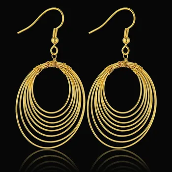 

New Vintage Bohemia Long Ear coil Gold Dangle Earrings for Women Personality Ethnic Charm Indian Jewelry Fashion Accessories