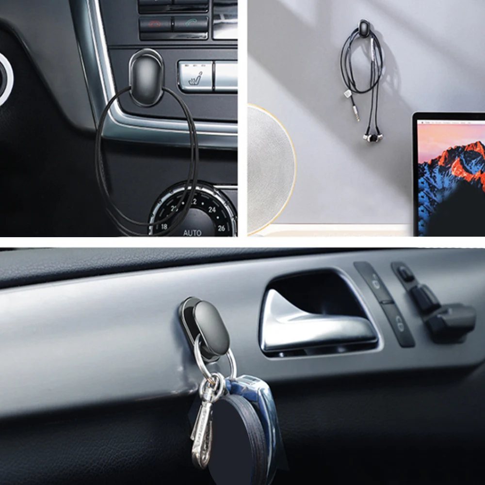 4 шт., автомобильные крючки, органайзер для хранения, USB кабель, для наушников, для хранения ключей, самоклеющиеся настенные крючки, вешалка, авто крепеж, зажим